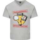 Paranormal Activity Investigator Halloween Mens V-Neck Cotton T-Shirt Sports Grey