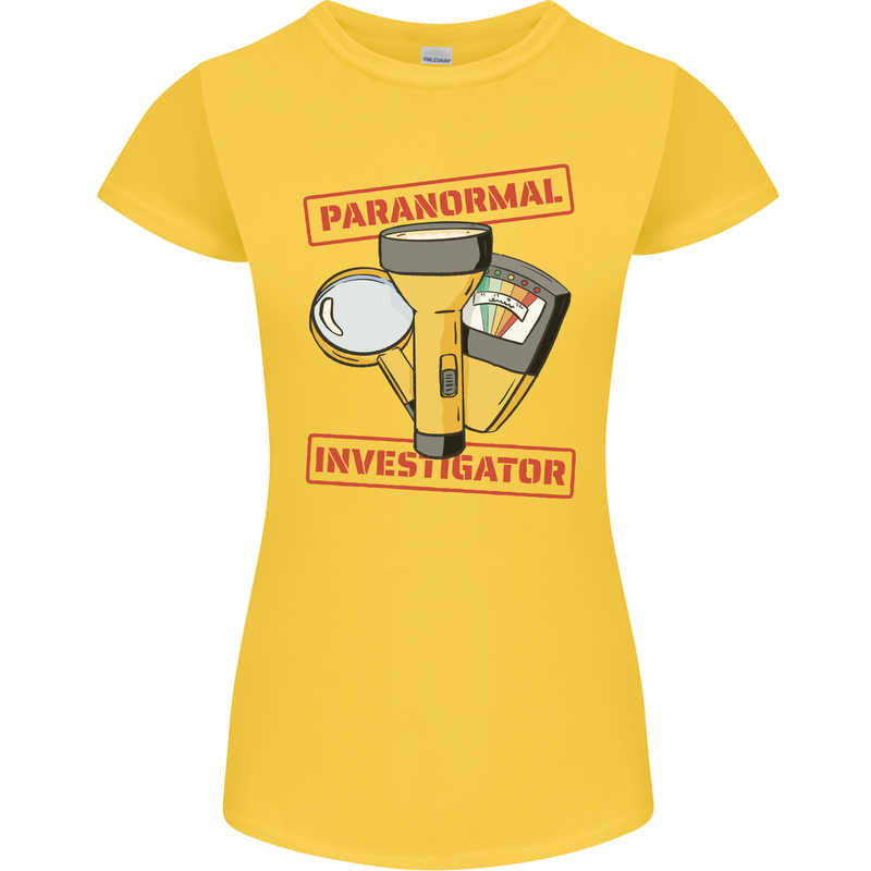 Paranormal Activity Investigator Halloween Womens Petite Cut T-Shirt Yellow