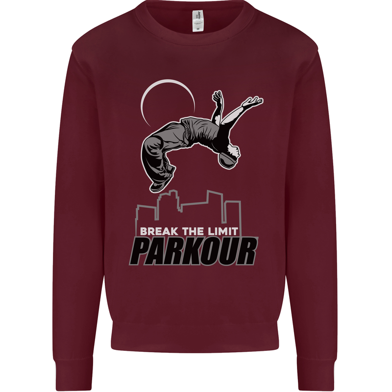Parkour Free Running Break the Limit Kids Sweatshirt Jumper Maroon