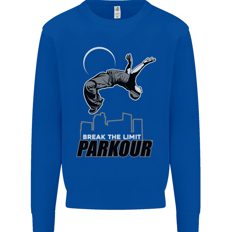Parkour Free Running Break the Limit Kids Sweatshirt Jumper Royal Blue
