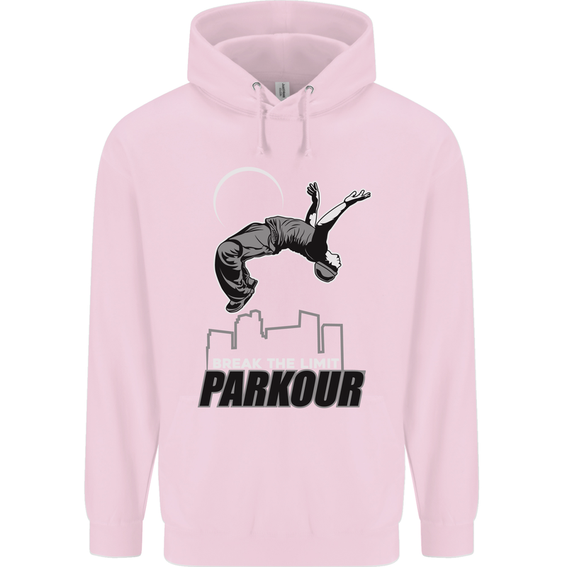 Parkour Free Running Break the Limit Mens 80% Cotton Hoodie Light Pink