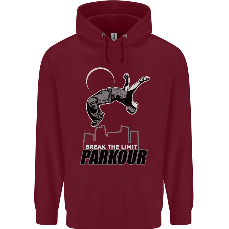 Parkour Free Running Break the Limit Mens 80% Cotton Hoodie Maroon