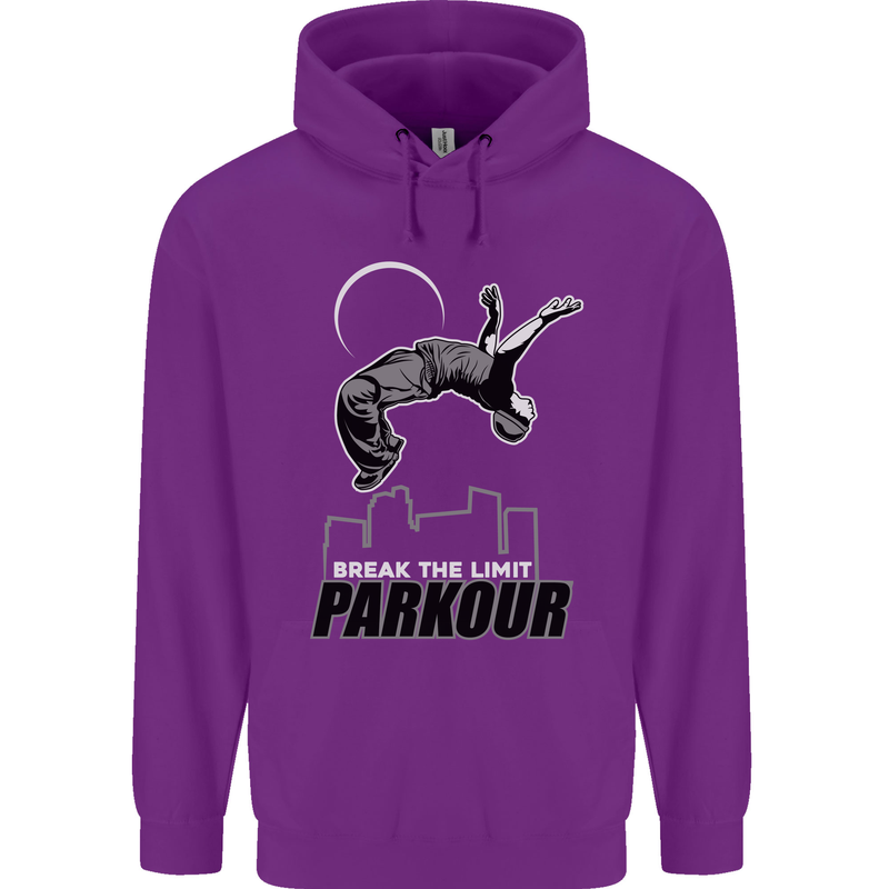 Parkour Free Running Break the Limit Mens 80% Cotton Hoodie Purple