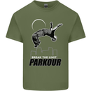 Parkour Free Running Break the Limit Mens Cotton T-Shirt Tee Top Military Green