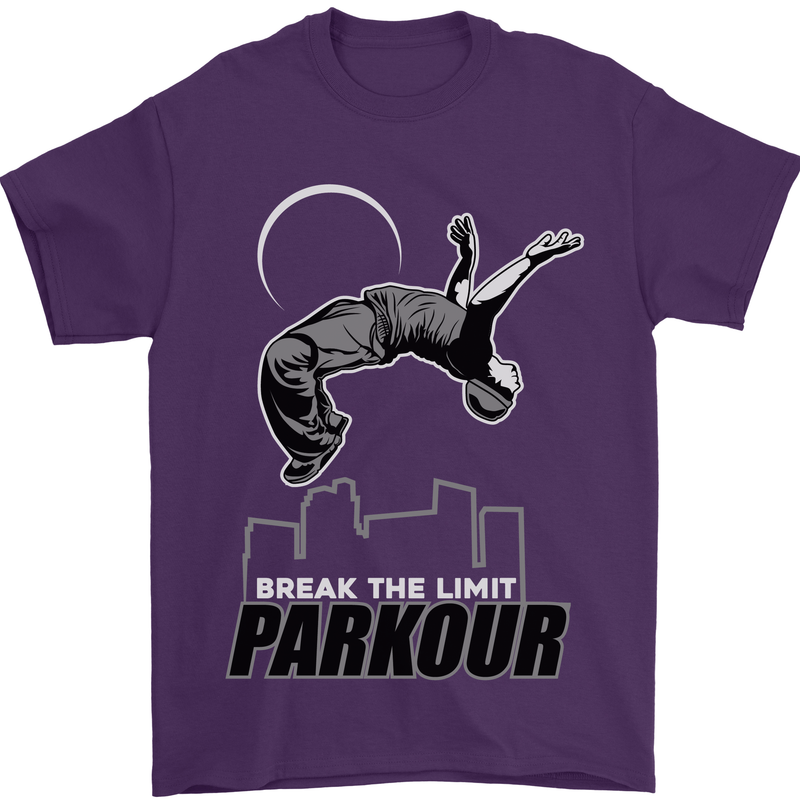 Parkour Free Running Break the Limit Mens T-Shirt Cotton Gildan Purple