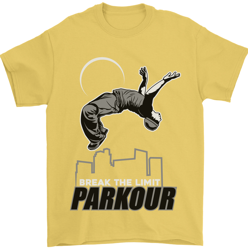 Parkour Free Running Break the Limit Mens T-Shirt Cotton Gildan Yellow