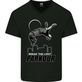 Parkour Free Running Break the Limit Mens V-Neck Cotton T-Shirt Black