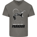 Parkour Free Running Break the Limit Mens V-Neck Cotton T-Shirt Charcoal
