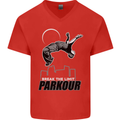 Parkour Free Running Break the Limit Mens V-Neck Cotton T-Shirt Red