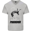 Parkour Free Running Break the Limit Mens V-Neck Cotton T-Shirt Sports Grey