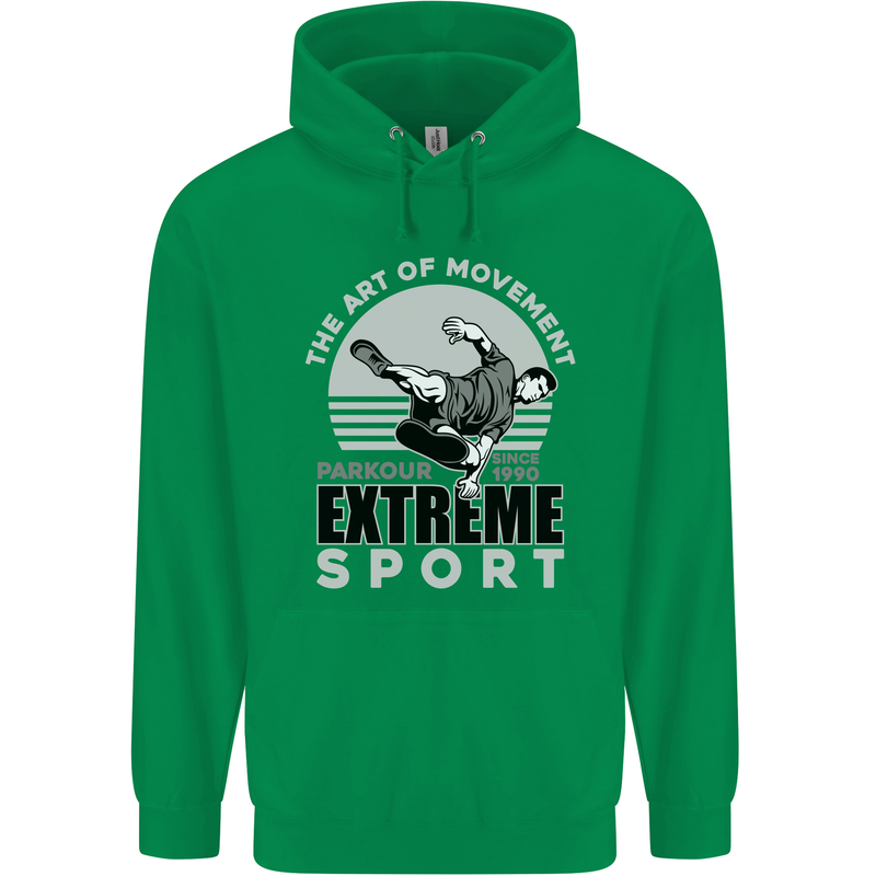 Parkour Free Running the Art of Movement Childrens Kids Hoodie Irish Green