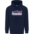 Parkour Free Running the Art of Movement Childrens Kids Hoodie Navy Blue