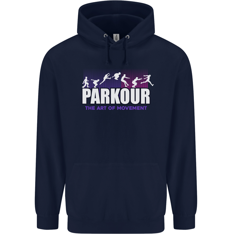 Parkour Free Running the Art of Movement Childrens Kids Hoodie Navy Blue