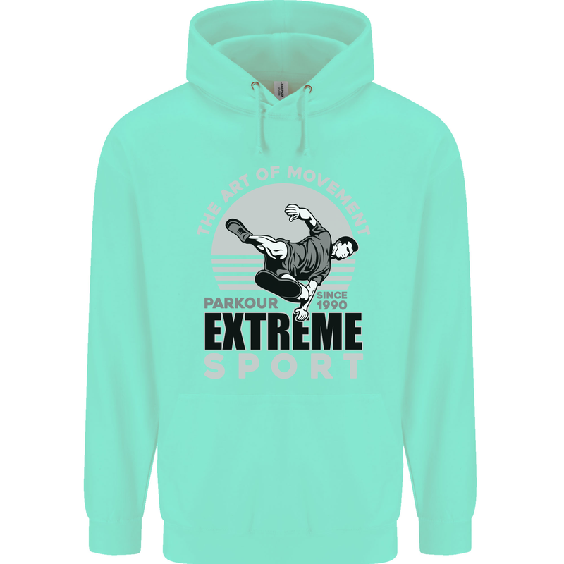Parkour Free Running the Art of Movement Childrens Kids Hoodie Peppermint