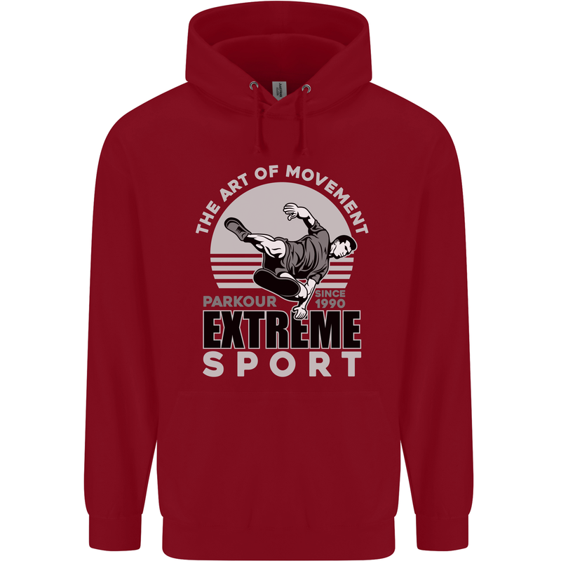 Parkour Free Running the Art of Movement Childrens Kids Hoodie Red