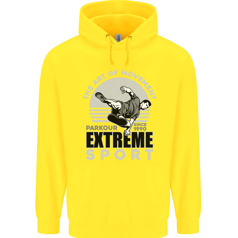 Parkour Free Running the Art of Movement Childrens Kids Hoodie Yellow