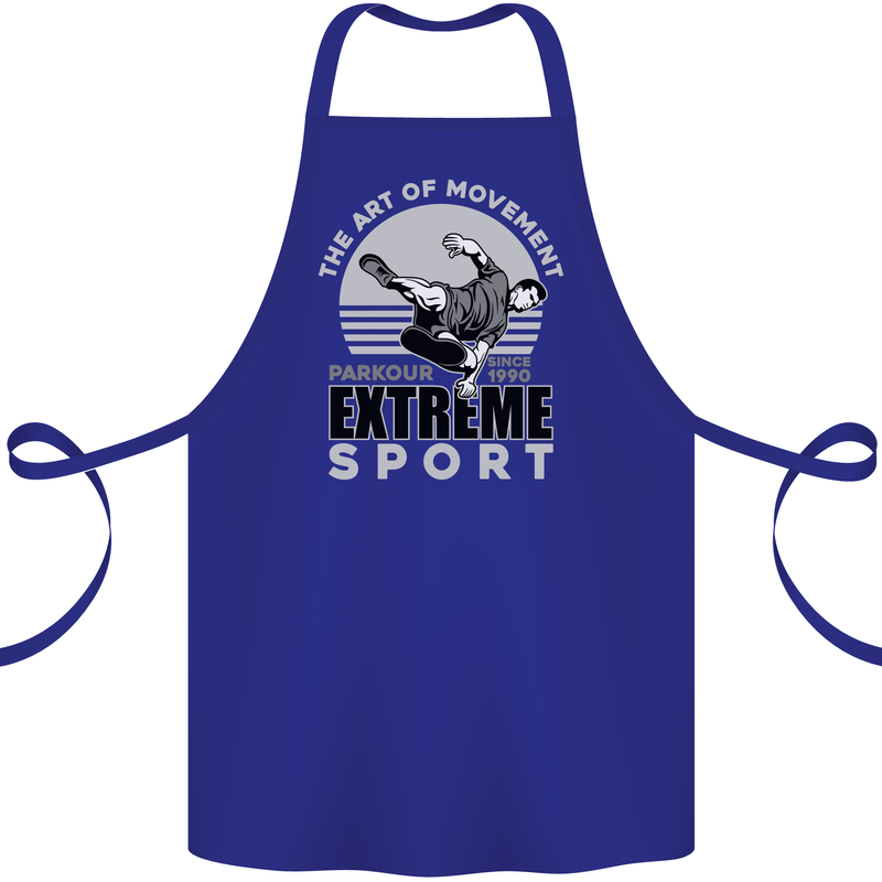 Parkour Free Running the Art of Movement Cotton Apron 100% Organic Royal Blue