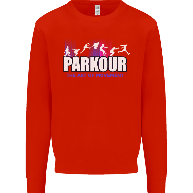 Parkour Free Running the Art of Movement Kids Sweatshirt Jumper Bright Red