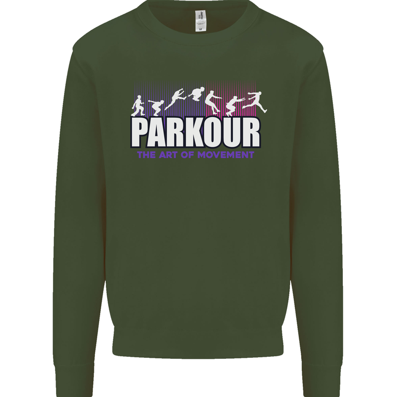 Parkour Free Running the Art of Movement Kids Sweatshirt Jumper Forest Green