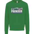 Parkour Free Running the Art of Movement Kids Sweatshirt Jumper Irish Green