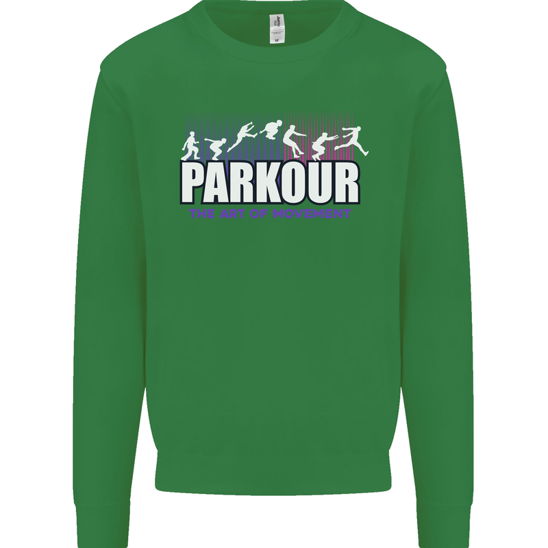 Parkour Free Running the Art of Movement Kids Sweatshirt Jumper Irish Green