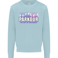 Parkour Free Running the Art of Movement Kids Sweatshirt Jumper Light Blue