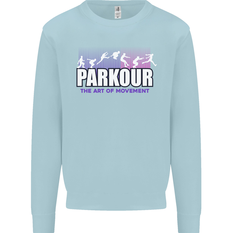 Parkour Free Running the Art of Movement Kids Sweatshirt Jumper Light Blue