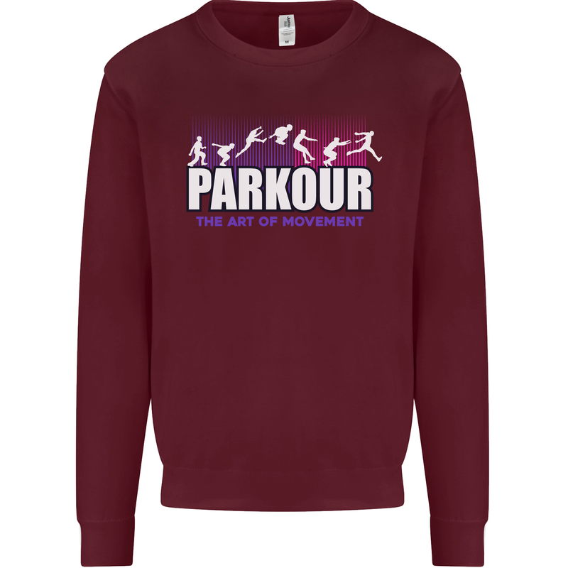 Parkour Free Running the Art of Movement Kids Sweatshirt Jumper Maroon