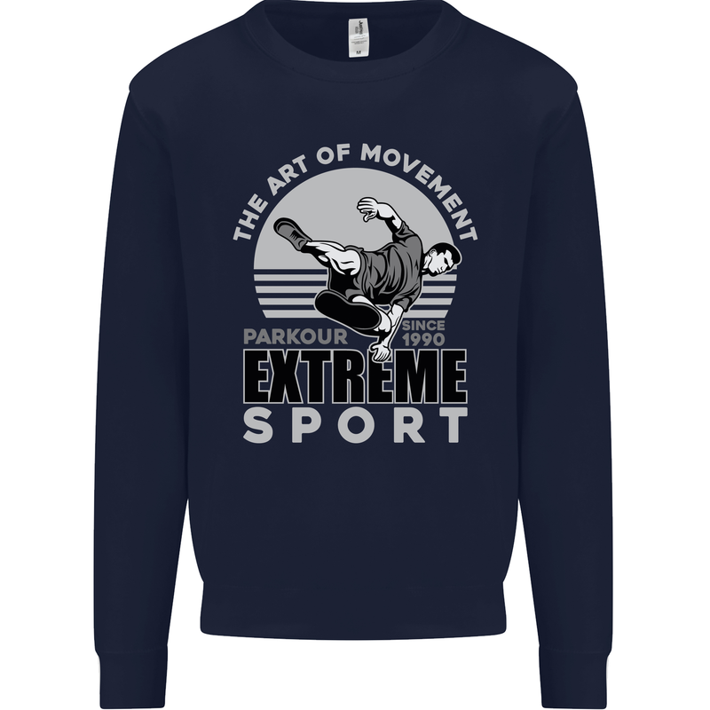 Parkour Free Running the Art of Movement Kids Sweatshirt Jumper Navy Blue