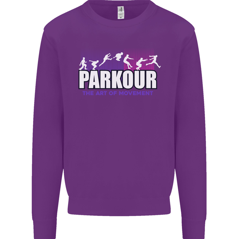 Parkour Free Running the Art of Movement Kids Sweatshirt Jumper Purple