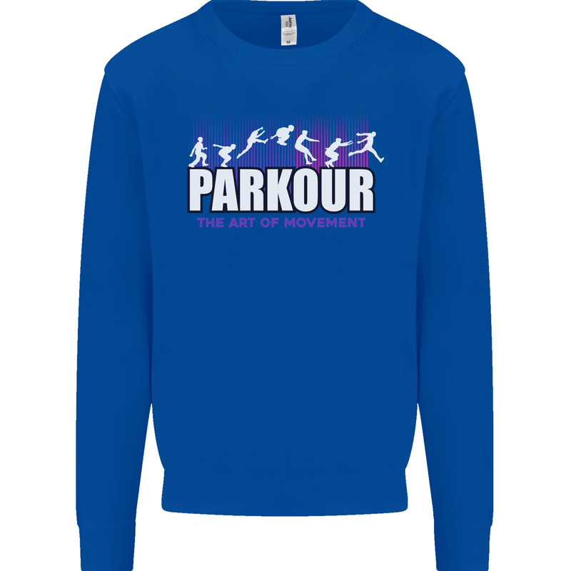 Parkour Free Running the Art of Movement Kids Sweatshirt Jumper Royal Blue