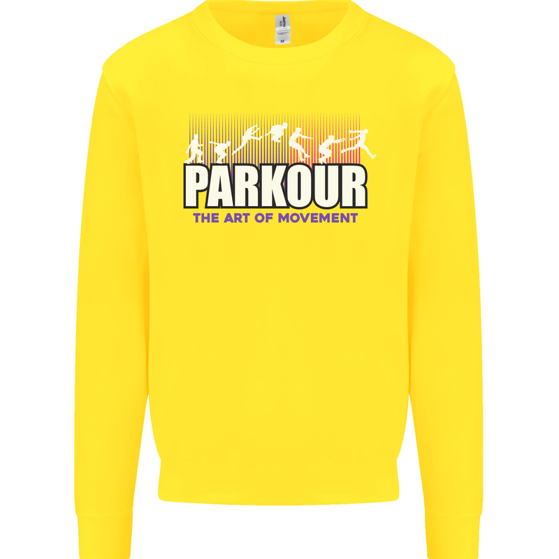Parkour Free Running the Art of Movement Kids Sweatshirt Jumper Yellow