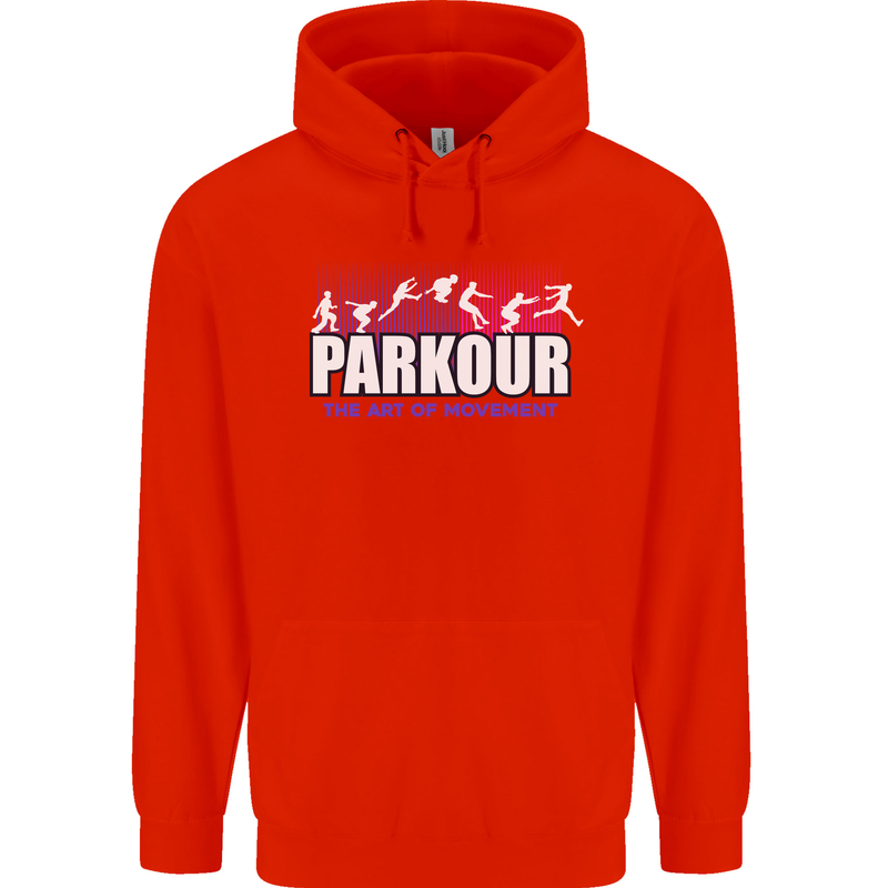 Parkour Free Running the Art of Movement Mens 80% Cotton Hoodie Bright Red