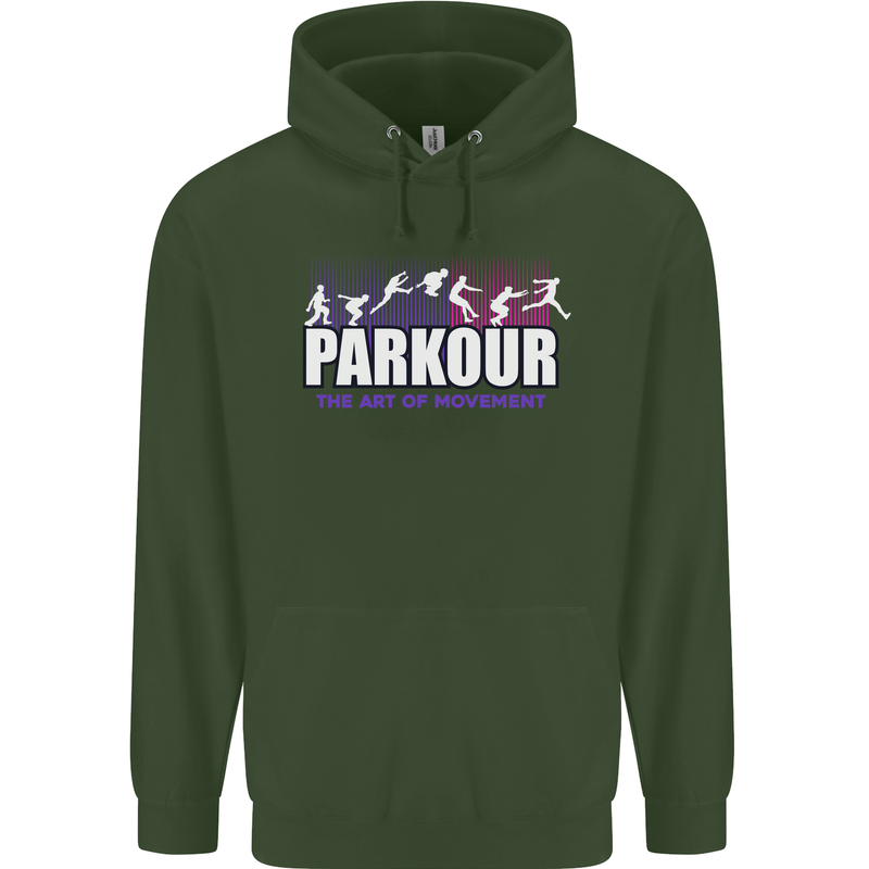 Parkour Free Running the Art of Movement Mens 80% Cotton Hoodie Forest Green