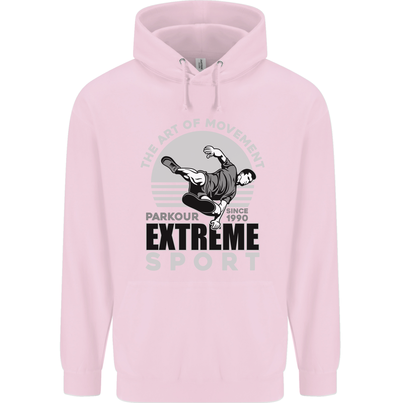 Parkour Free Running the Art of Movement Mens 80% Cotton Hoodie Light Pink
