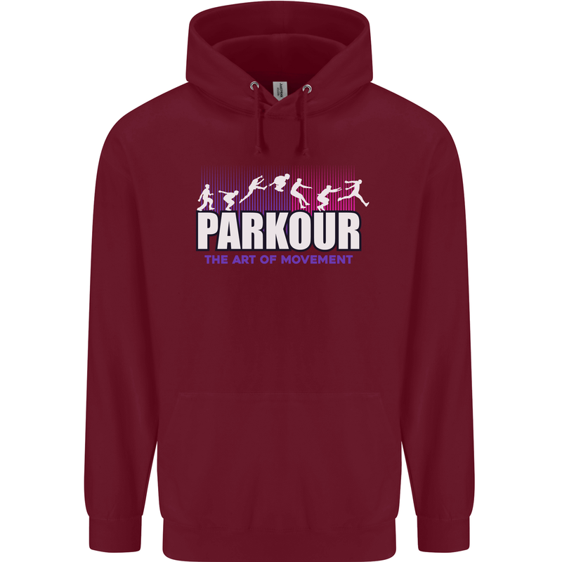 Parkour Free Running the Art of Movement Mens 80% Cotton Hoodie Maroon