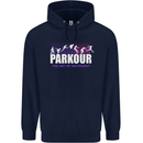Parkour Free Running the Art of Movement Mens 80% Cotton Hoodie Navy Blue