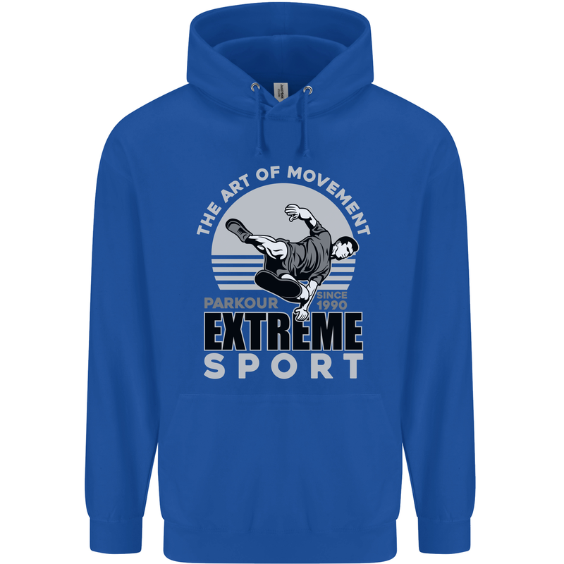 Parkour Free Running the Art of Movement Mens 80% Cotton Hoodie Royal Blue