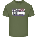 Parkour Free Running the Art of Movement Mens Cotton T-Shirt Tee Top Military Green