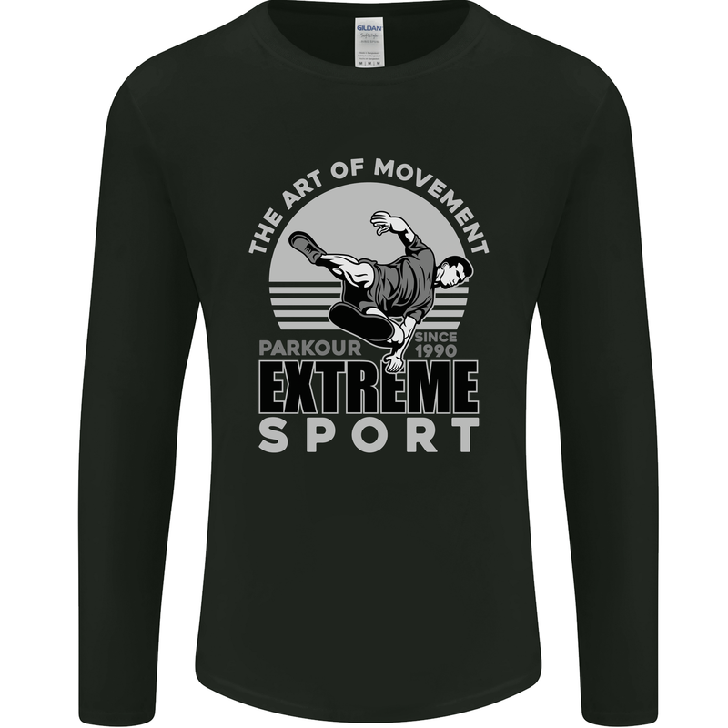 Parkour Free Running the Art of Movement Mens Long Sleeve T-Shirt Black