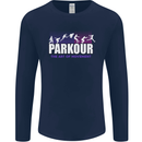 Parkour Free Running the Art of Movement Mens Long Sleeve T-Shirt Navy Blue