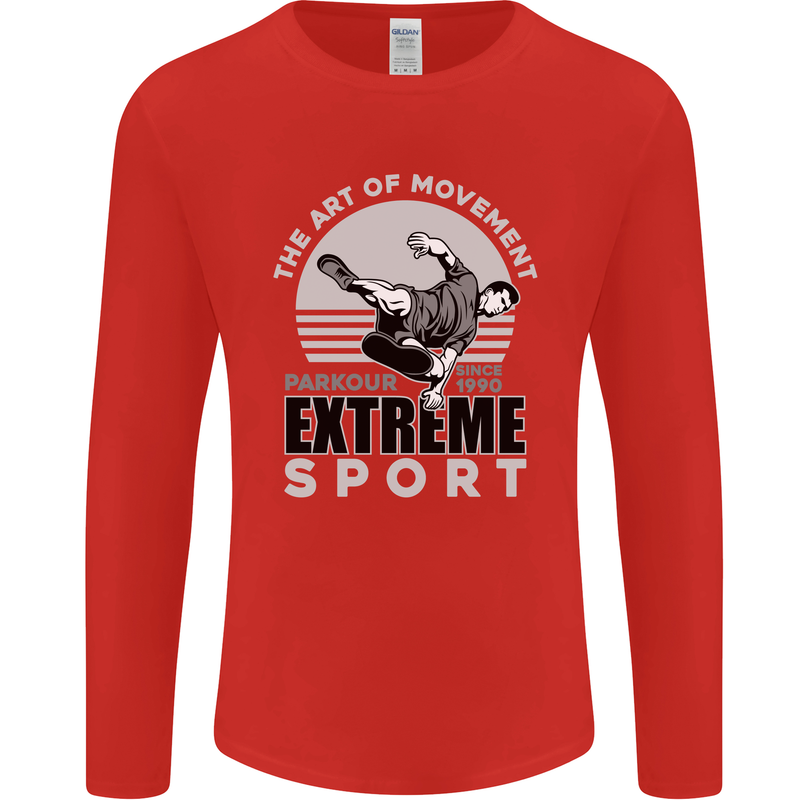 Parkour Free Running the Art of Movement Mens Long Sleeve T-Shirt Red