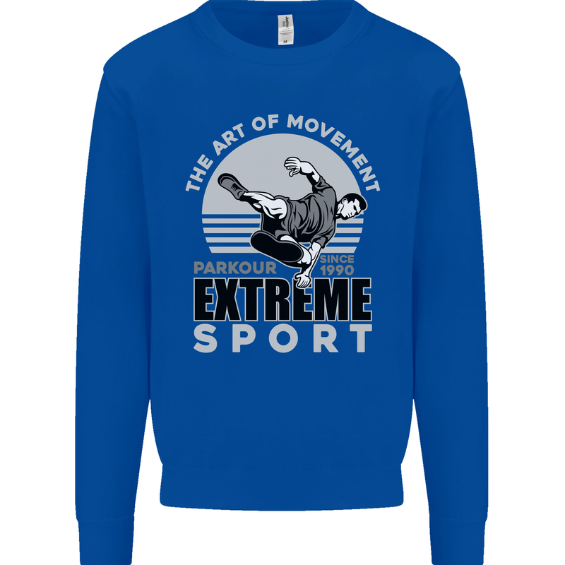 Parkour Free Running the Art of Movement Mens Sweatshirt Jumper Royal Blue