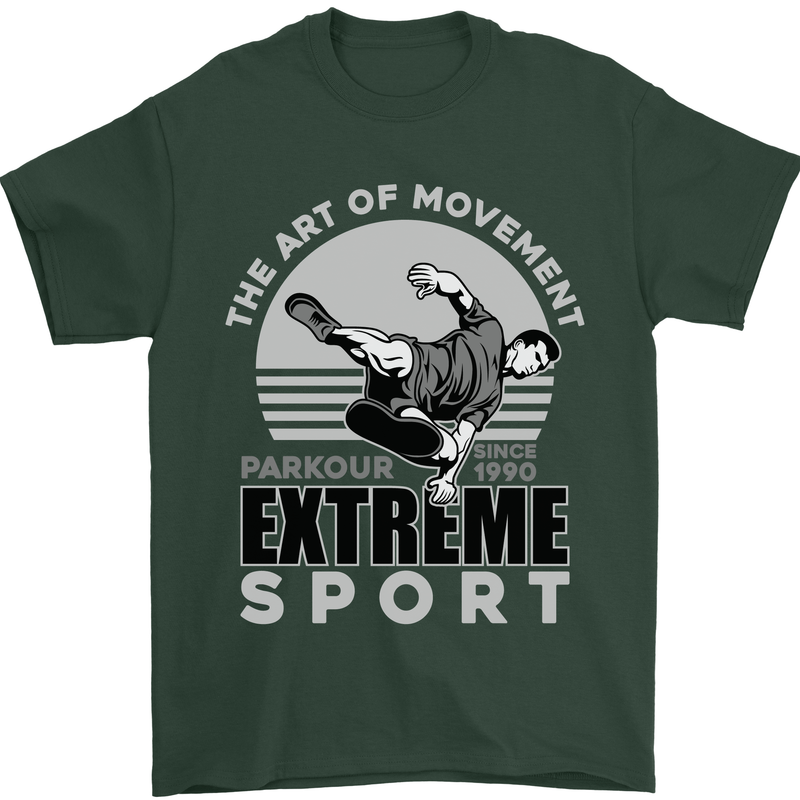 Parkour Free Running the Art of Movement Mens T-Shirt Cotton Gildan Forest Green
