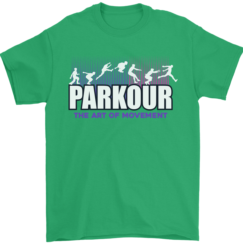 Parkour Free Running the Art of Movement Mens T-Shirt Cotton Gildan Irish Green