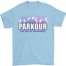Parkour Free Running the Art of Movement Mens T-Shirt Cotton Gildan Light Blue