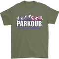 Parkour Free Running the Art of Movement Mens T-Shirt Cotton Gildan Military Green