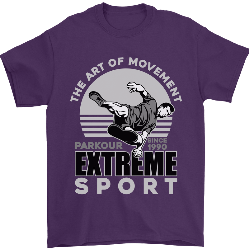 Parkour Free Running the Art of Movement Mens T-Shirt Cotton Gildan Purple