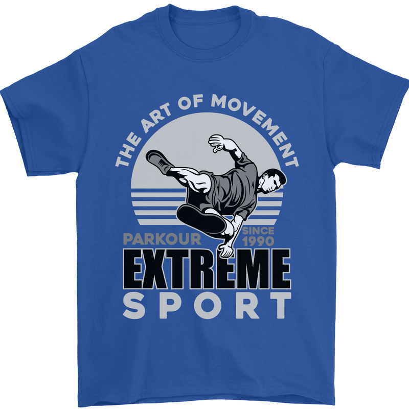 Parkour Free Running the Art of Movement Mens T-Shirt Cotton Gildan Royal Blue
