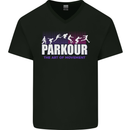 Parkour Free Running the Art of Movement Mens V-Neck Cotton T-Shirt Black
